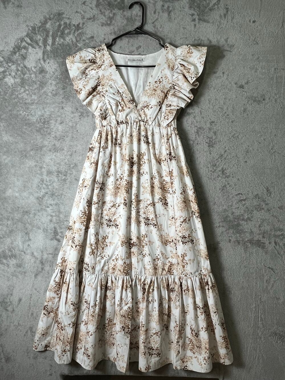 Abercrombie & Fitch Flutter Sleeve Tiered Midi Dress Floral Cottagecore XS